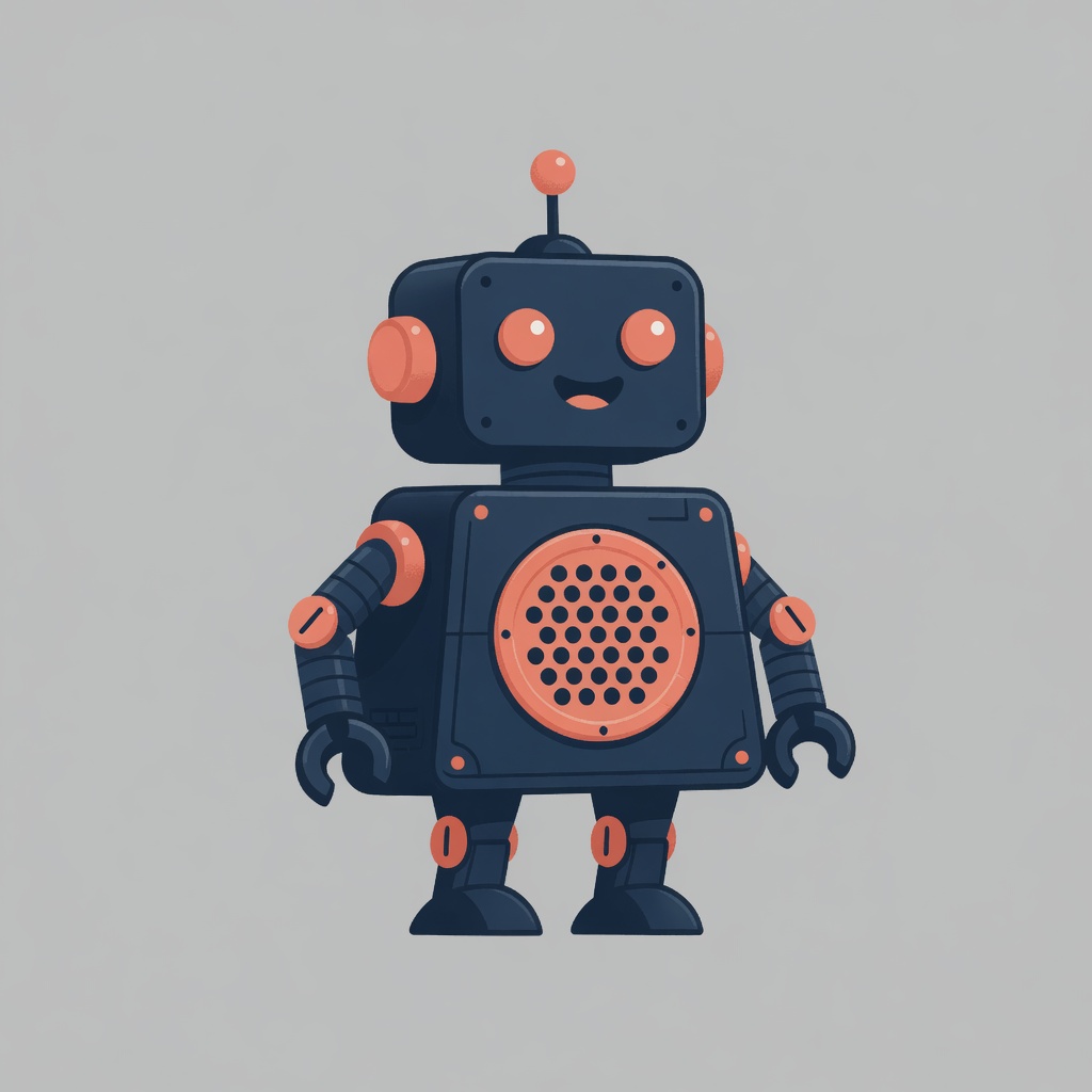 Voicey, the navy and coral Voiceinator robot